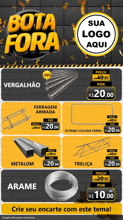 Modelo de TV para TV Vertical com o tema Bota Fora para Ferragens