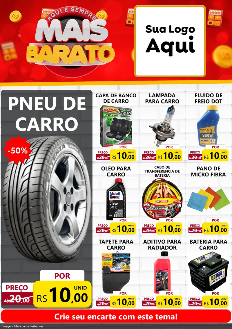 Modelo de Encarte para Encarte A4 Vertical com o tema Mais Barato para Auto peças