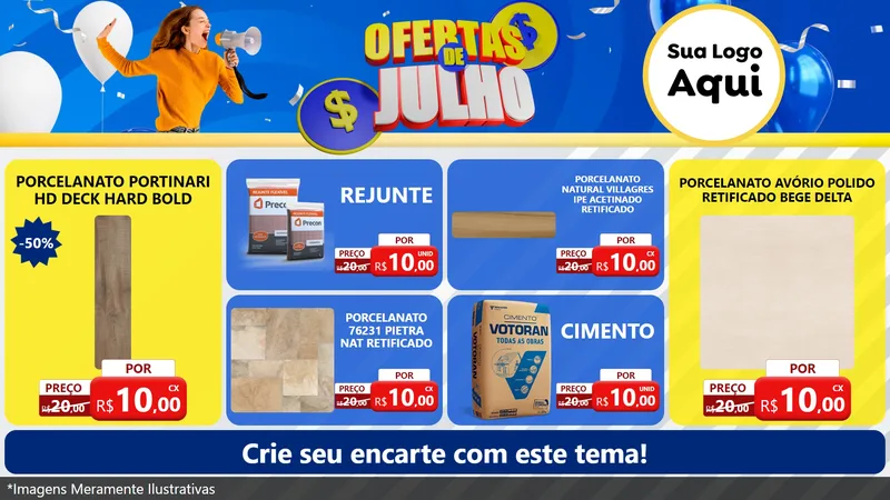 Modelo de TV para TV Horizontal com o tema Ofertas de Julho para Pisos e revestimentos