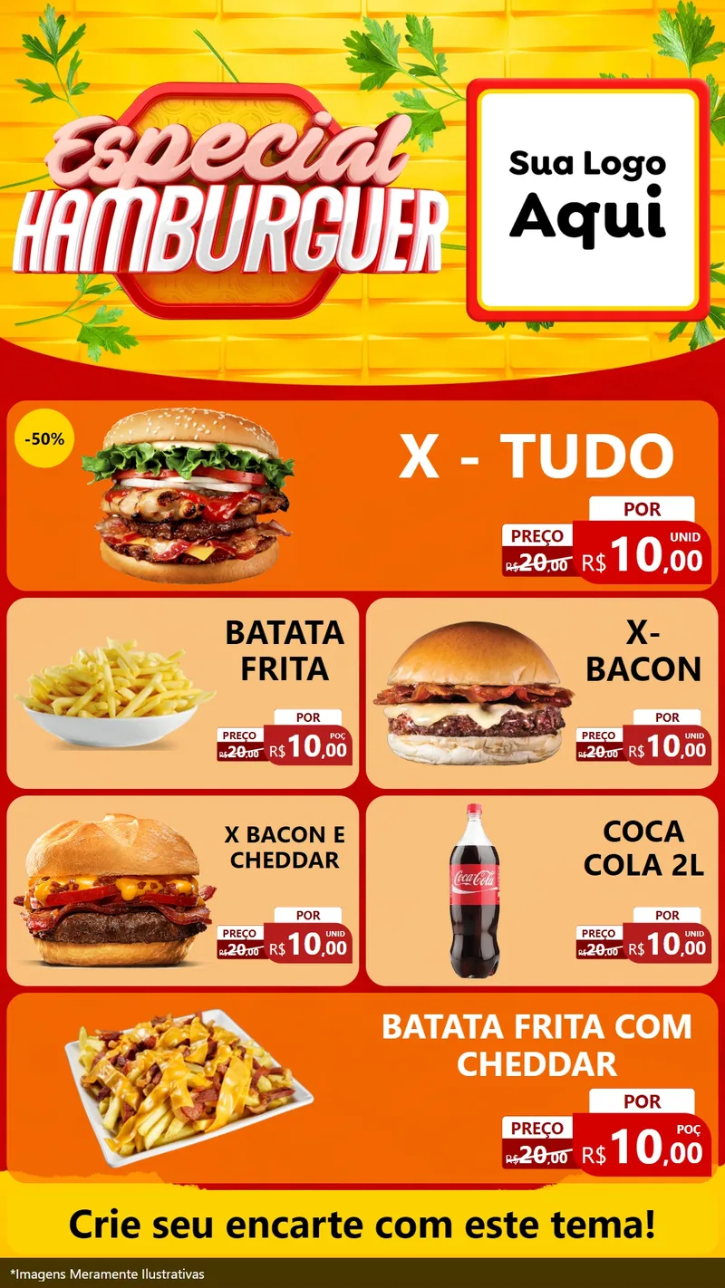 Modelo de TV para TV Vertical com o tema Especial Hamburguer para Hamburgueria