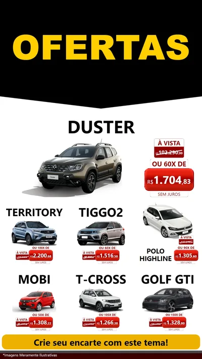 Modelo de Rede Social para Stories com o tema Ofertas Preto e Vermelho Cartaz para Concessionaria de Carros