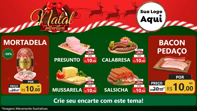 Modelo de TV para TV Horizontal com o tema Natal Imperdível para Frios e Laticínios