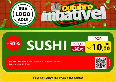 Modelo de Cartaz para Cartaz A4 Horizontal com o tema Outubro Imbatível para Comida japonesa