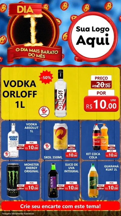 Modelo de Rede Social para Stories com o tema Dia I - O Dia Mais Barato Do Mês para Distribuidora de bebidas