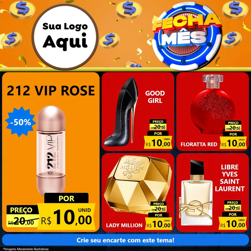 Modelo de Rede Social para Feed Facebook com o tema Fecha Mês para Perfumes