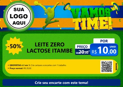 Modelo de Cartaz para Cartaz A4 Horizontal com o tema Vamos Time! para Frios e Laticínios
