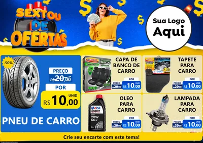 Modelo de Encarte para Encarte A4 Horizontal com o tema Sextou de Ofertas para Auto peças
