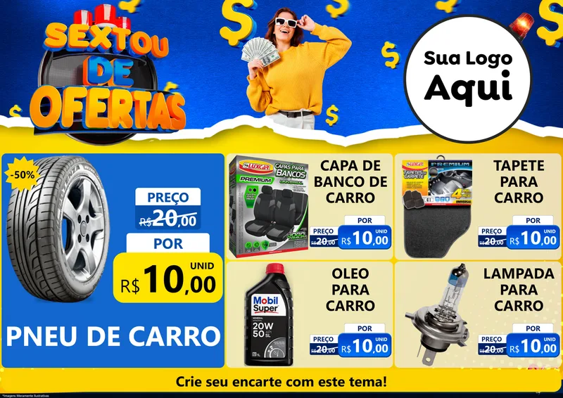 Modelo de Encarte para Encarte A4 Horizontal com o tema Sextou de Ofertas para Auto peças