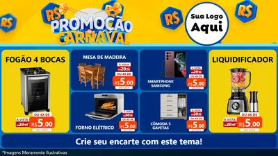 Modelo de TV para TV Horizontal com o tema Promoção de Carnaval para Móveis e Eletro