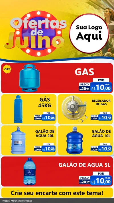 Modelo de TV para TV Vertical com o tema Ofertas de Julho para Água e gás