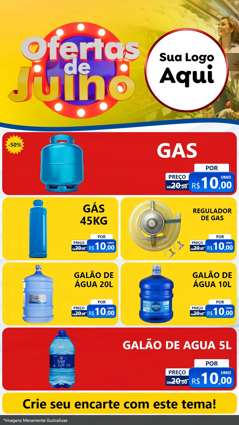 Modelo de TV para TV Vertical com o tema Ofertas de Julho para Água e gás
