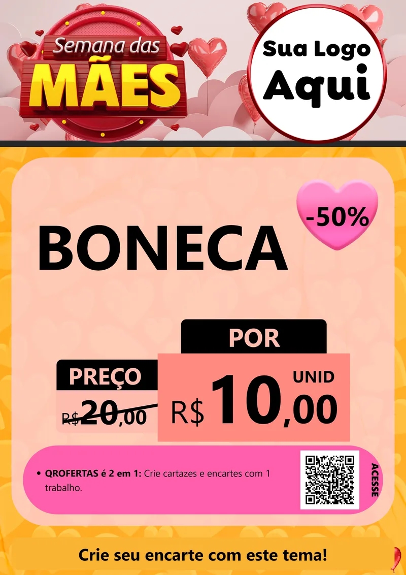 Modelo de Cartaz para Cartaz A4 Vertical com o tema Semana das Mães para Brinquedos