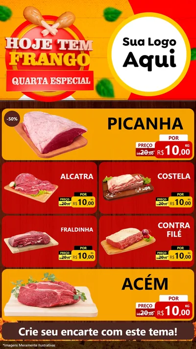 Modelo de TV para TV Vertical com o tema Hoje tem Frango Quarta Especial para Açougue
