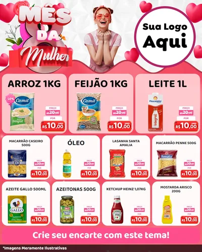 Modelo de Rede Social para Feed Instagram com o tema Mês da Mulher para Supermercado