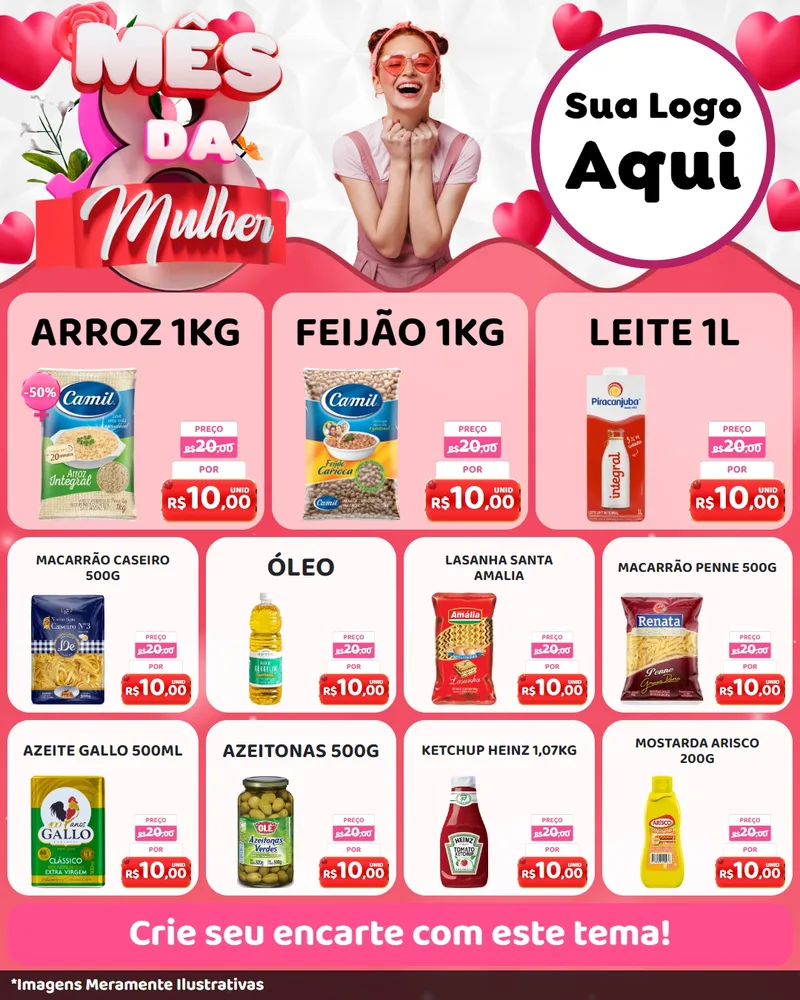 Modelo de Rede Social para Feed Instagram com o tema Mês da Mulher para Supermercado