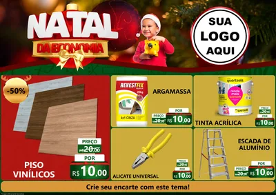 Modelo de Encarte para Encarte A4 Horizontal com o tema Natal da Economia para Material para Construção