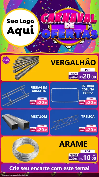 Modelo de TV para TV Vertical com o tema Carnaval de Ofertas para Ferragens