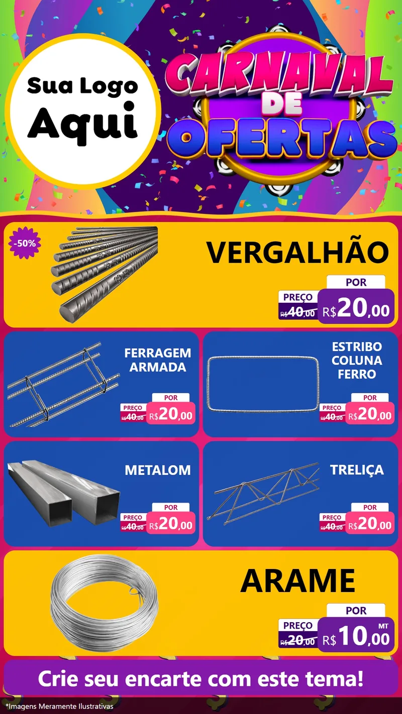 Modelo de TV para TV Vertical com o tema Carnaval de Ofertas para Ferragens