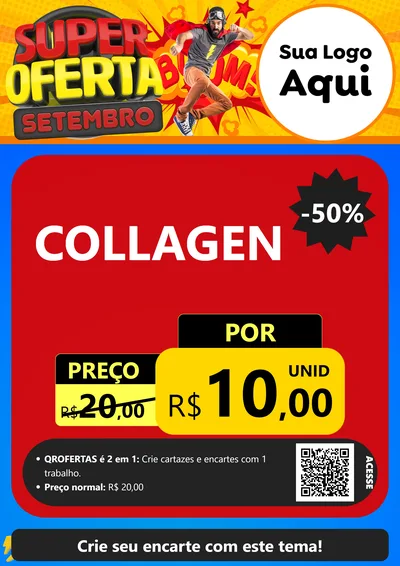 Modelo de Cartaz para Cartaz A4 Vertical com o tema Super Oferta Setembro para Suplementos alimentares