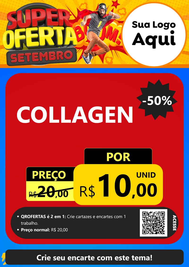 Modelo de Cartaz para Cartaz A4 Vertical com o tema Super Oferta Setembro para Suplementos alimentares