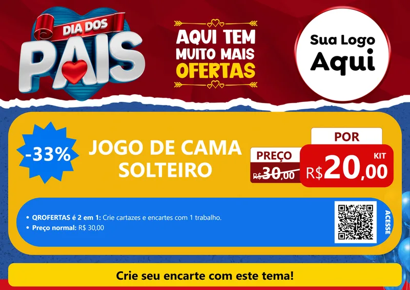 Modelo de Cartaz para Cartaz A4 Horizontal com o tema Dia dos Pais para Cama, Mesa e Banho