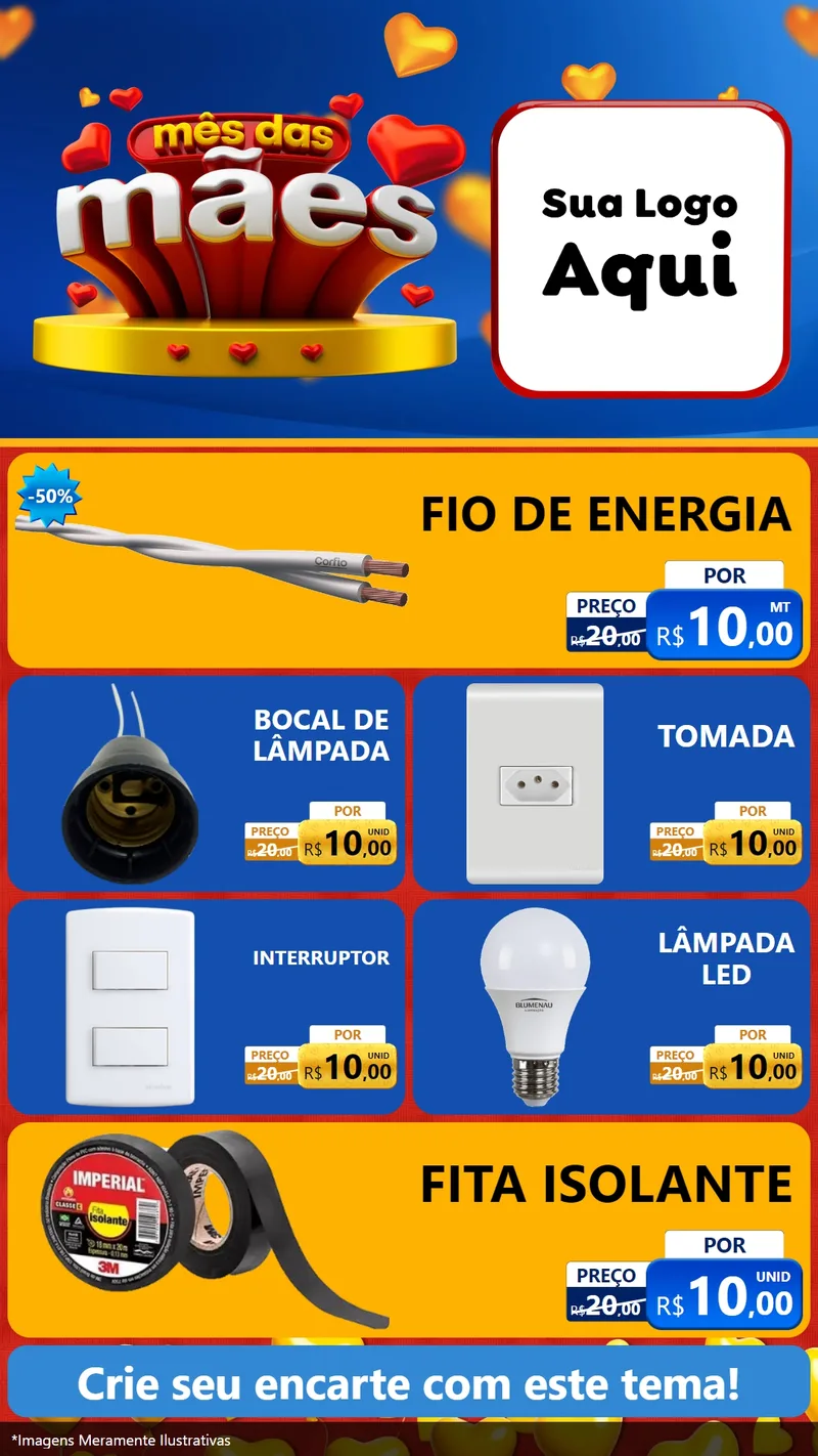 Modelo de TV para TV Vertical com o tema Mês das Mães para Materiais Elétricos