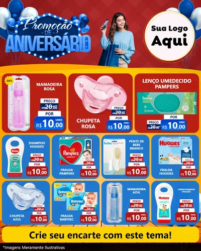 Modelo de Rede Social para Feed Instagram com o tema Promoção de Aniversário para Bebês