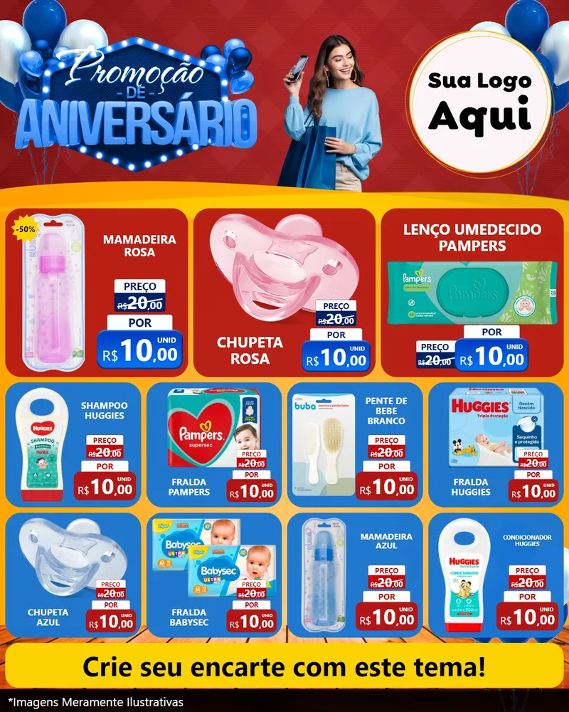 Modelo de Rede Social para Feed Instagram com o tema Promoção de Aniversário para Bebês