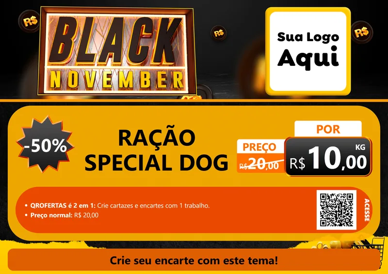 Modelo de Cartaz para Cartaz A4 Horizontal com o tema Black November para Pet Shop
