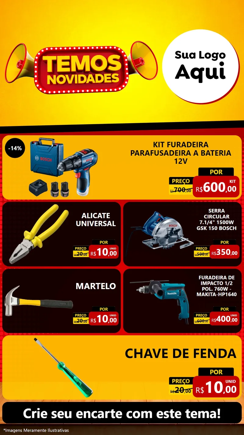 Modelo de TV para TV Vertical com o tema Temos Novidades para Maquinas e Ferramentas