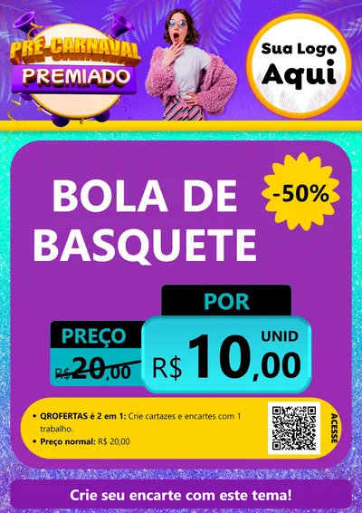 Modelo de Cartaz para Cartaz A4 Vertical com o tema Pré-Carnaval Premiado para Artigos Esportivos