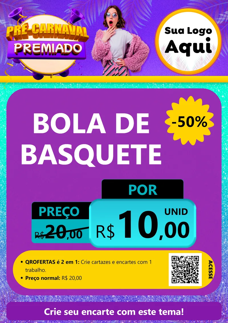 Modelo de Cartaz para Cartaz A4 Vertical com o tema Pré-Carnaval Premiado para Artigos Esportivos