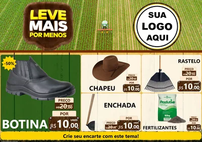 Modelo de Encarte para Encarte A4 Horizontal com o tema Leve Mais Por Menos - Agro para Agropecuária