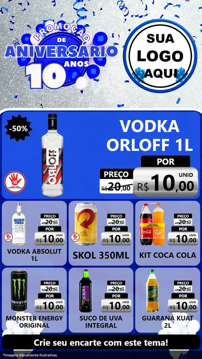 Modelo de Rede Social para Stories com o tema Promoção de Aniversário - 10 Anos para Distribuidora de bebidas