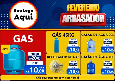 Modelo de Encarte para Encarte A4 Horizontal com o tema Fevereiro Arrasador para Água e gás