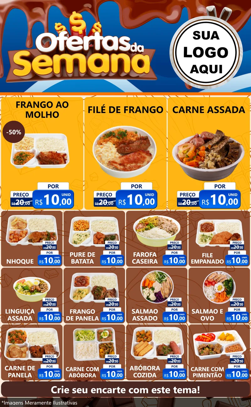 Modelo de Encarte para Encarte Grande com o tema Ofertas da Semana - Páscoa para Restaurante