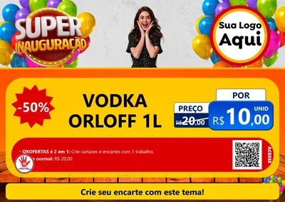 Modelo de Cartaz para Cartaz A4 Horizontal com o tema Super Inauguração para Distribuidora de bebidas