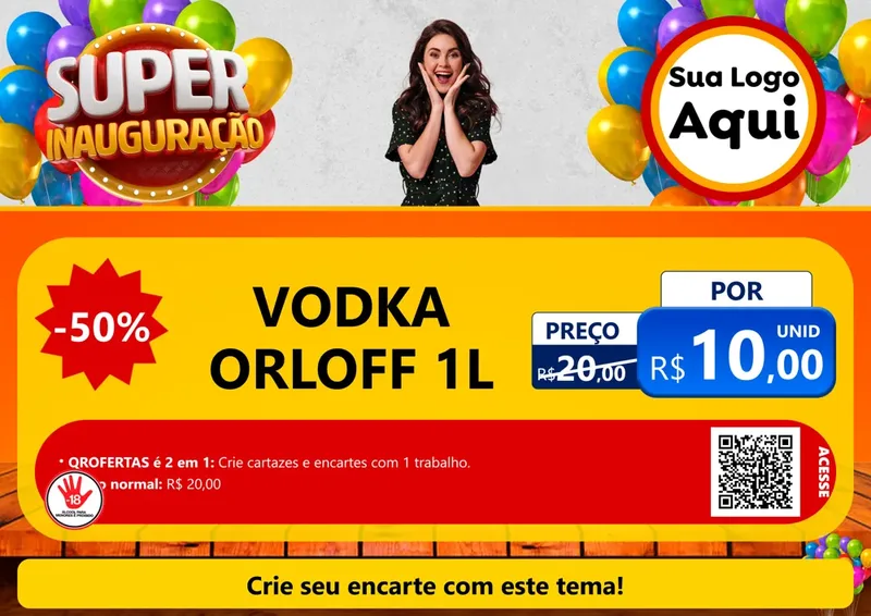 Modelo de Cartaz para Cartaz A4 Horizontal com o tema Super Inauguração para Distribuidora de bebidas