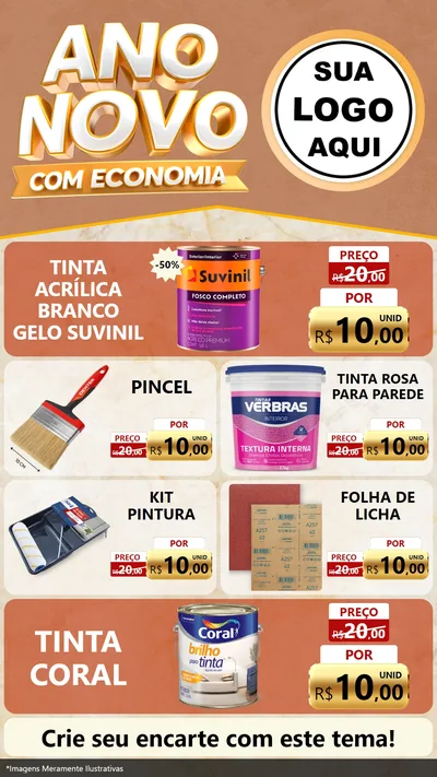 Modelo de TV para TV Vertical com o tema Ano Novo Com Economia para Tintas e Ferramentas