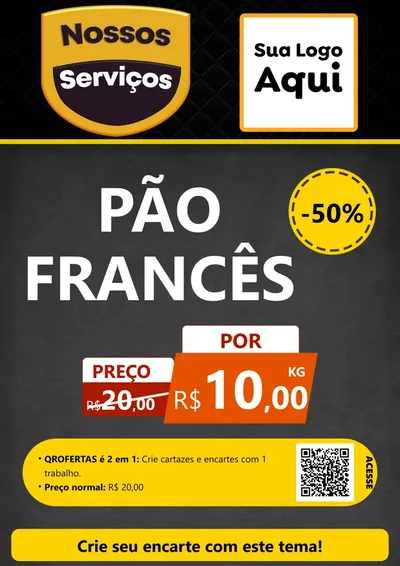 Modelo de Cartaz para Cartaz A4 Vertical com o tema Nossos Serviços para Padaria