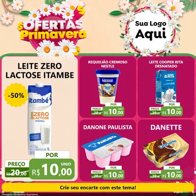 Modelo de Rede Social para Feed Facebook com o tema Ofertas de Primavera para Frios e Laticínios