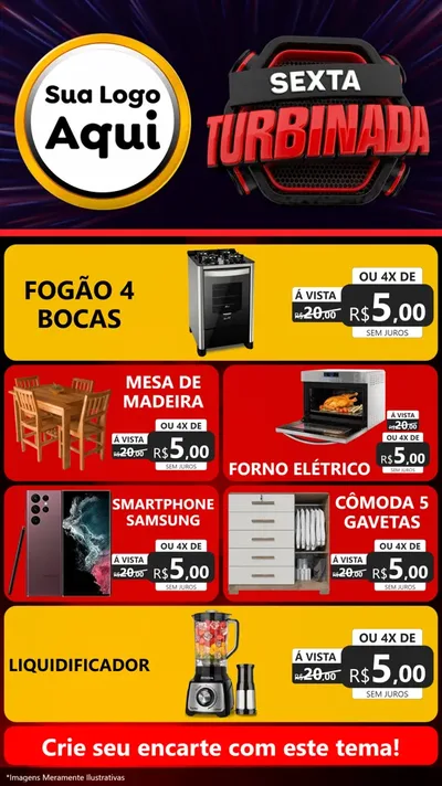 Modelo de TV para TV Vertical com o tema Sexta Turbinada para Móveis e Eletro