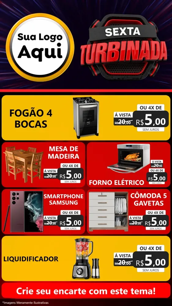 Modelo de TV para TV Vertical com o tema Sexta Turbinada para Móveis e Eletro