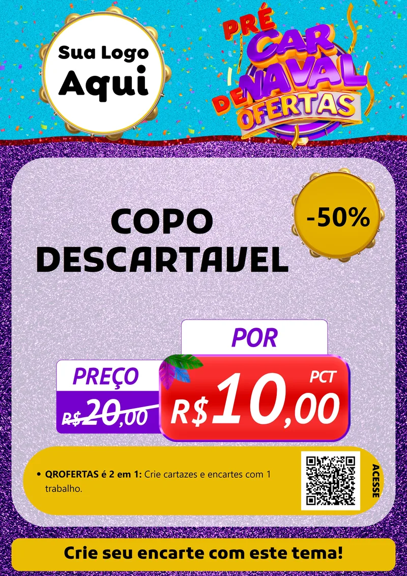 Modelo de Cartaz para Cartaz A4 Vertical com o tema Pré Carnaval de Ofertas para Embalagens