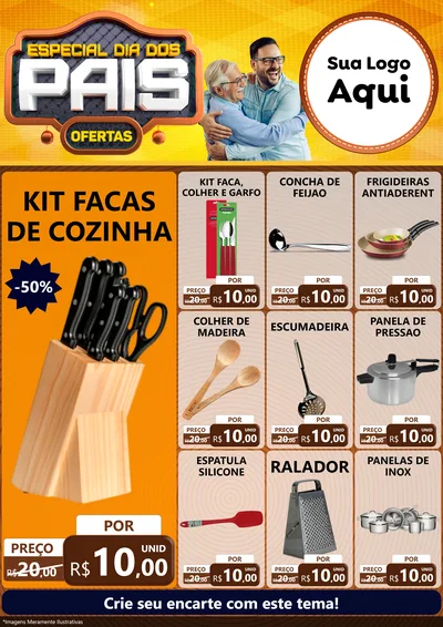 Modelo de Encarte para Encarte A4 Vertical com o tema Especial Dia dos Pais para Utilidades Domésticas