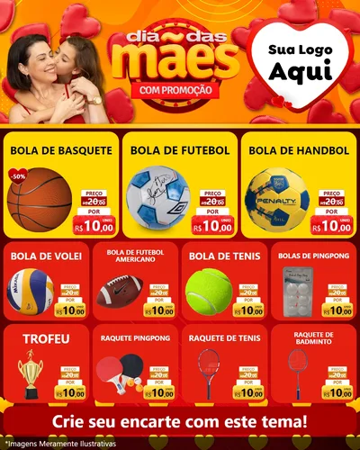 Modelo de Rede Social para Feed Instagram com o tema Dia das Mães com Promoção para Artigos Esportivos