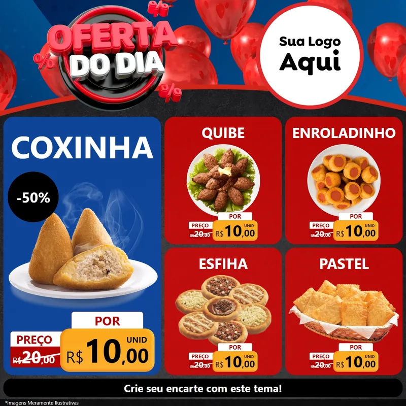 Modelo de Rede Social para Feed Facebook com o tema Oferta do Dia para Salgadaria