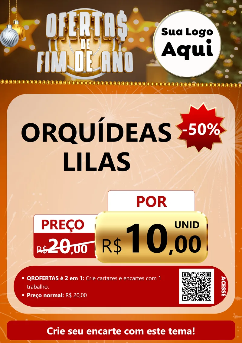 Modelo de Cartaz para Cartaz A4 Vertical com o tema Ofertas de Fim de Ano para Floricultura e jardim
