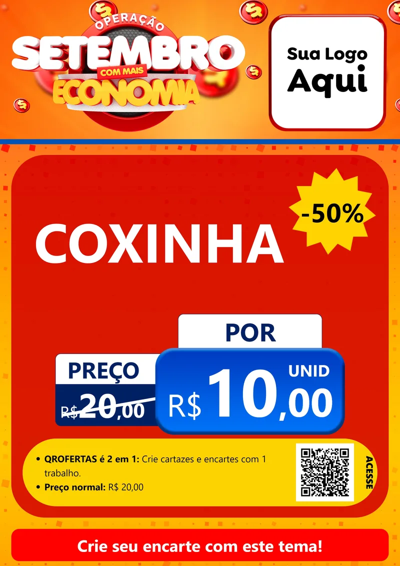 Modelo de Cartaz para Cartaz A4 Vertical com o tema Operação Setembro Com Muita Economia para Salgadaria