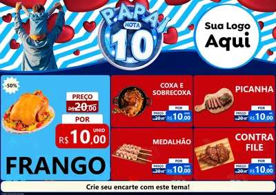Modelo de Encarte para Encarte A4 Horizontal com o tema Papai Nota 10 para Assados
